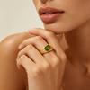 Oval Colored Zircon Ring Woman Stainless Steel Natural Stone 18K Gold Plated Metal Shiny Waterproof Party Jewelry Gifts
