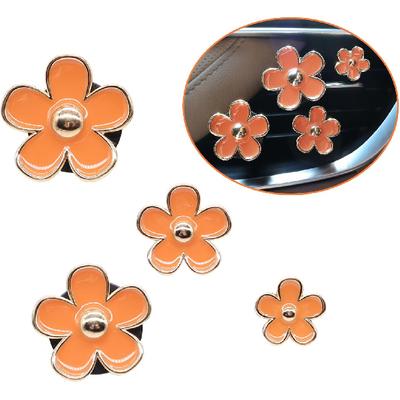 Orange Car Accessories,4pcs Coral Flowers Air Vent Clips,Refillable Car Air freshener,Girly 4 Size Sparkle Daisy Vent Clips