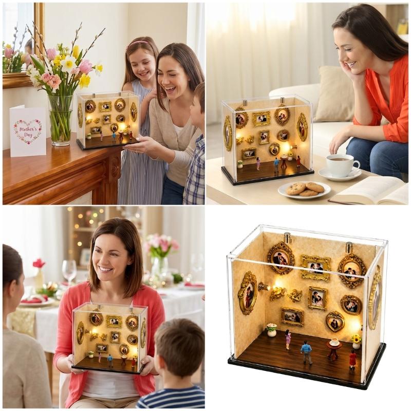 DIY Mini Museums Silhouettes Box,Shadows Box Frame Display Case,Personalize Photo Shadows Box Display with Figurine
