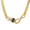 Colorfast High Street Hip Hop Style Zircon Snake Head Necklace