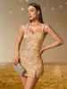 European and American women's clothing sexy fashion flannel sequined dress suspender dress