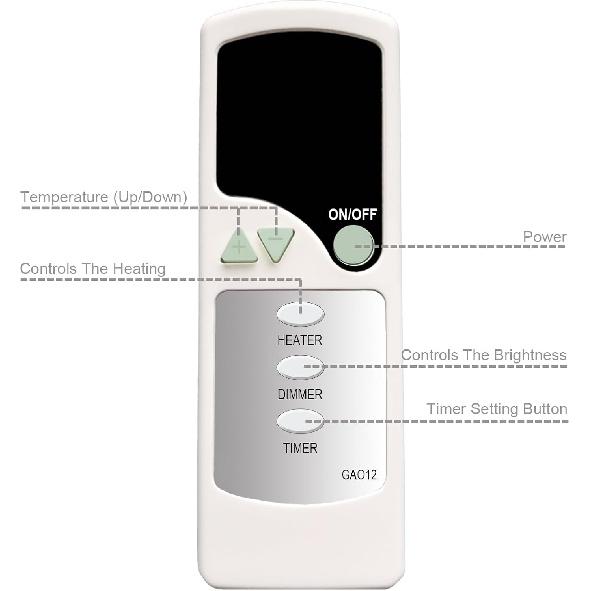 Replacement Remote Control for Great World Electric Fireplace GW-5078BE-TNB GW-5078
