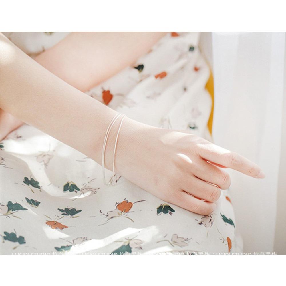 s925 Sterling Silver Bracelet for Women Ins Minimalist Design Unique Three Layer Jewelry Gift for Best Friend