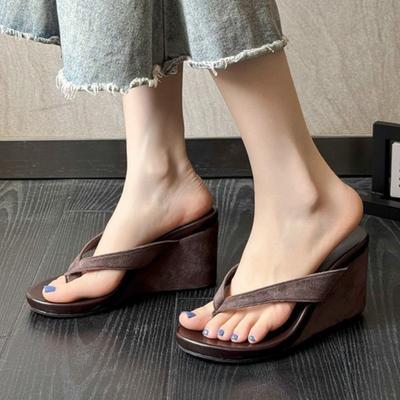 Mode Damen Zehentrenner 2025 Sommer Damen Lässige Keilabsatz Hausschuhe Outdoor Strand Bequem Urlaub Kleid Plateau Damen Sandalen