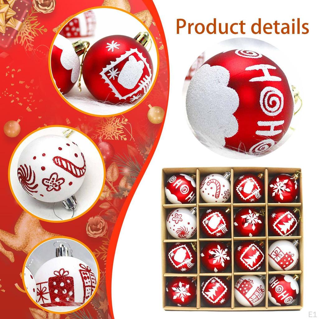 16 Stück Weihnachtskugeln Ornamente Anhänger Tragbare Weihnachtsbaumkugeln Baumdeko für Zuhause