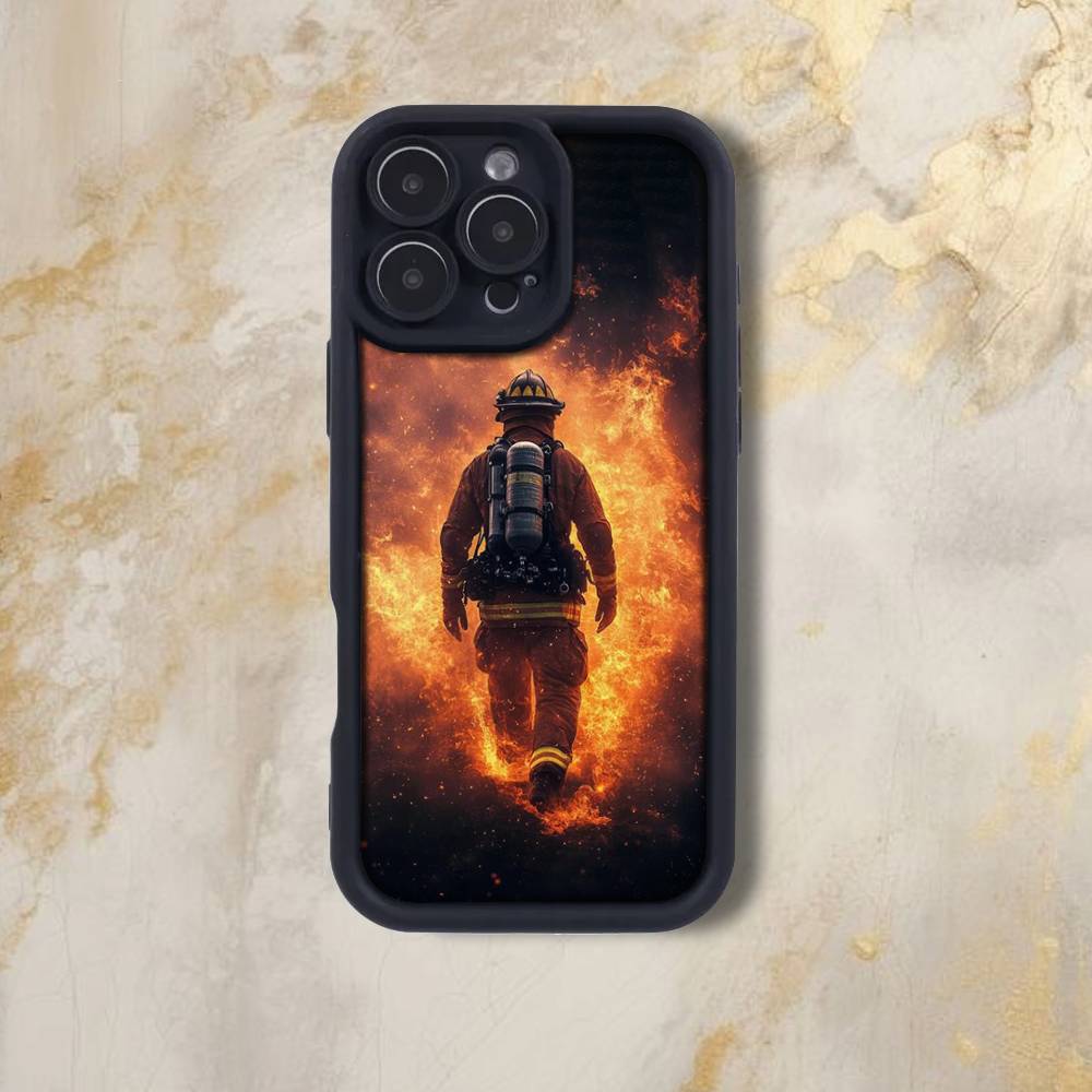 F-Fireman F-Firefighter Phone Case For iPhone 17,16,15,14,13,12,Pro,Max,Plus,E,SE4,Air, emery Black Full Coverage TPU
