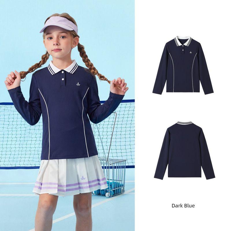 Navigare Italian Small Sailboat Kidsren's Polo Shirt Spring Girls' Long-Sleeved Sun Protection Breathable Sports Top