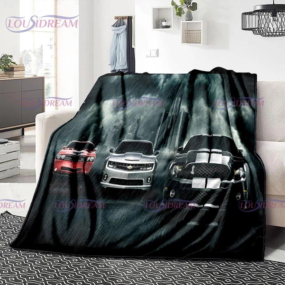 

Mustang Car Printed Logo Blanket Flannel Warm Blanket Blankets for Beds Blanket Picnic Blanket Bed Office Cover Birthday Gift