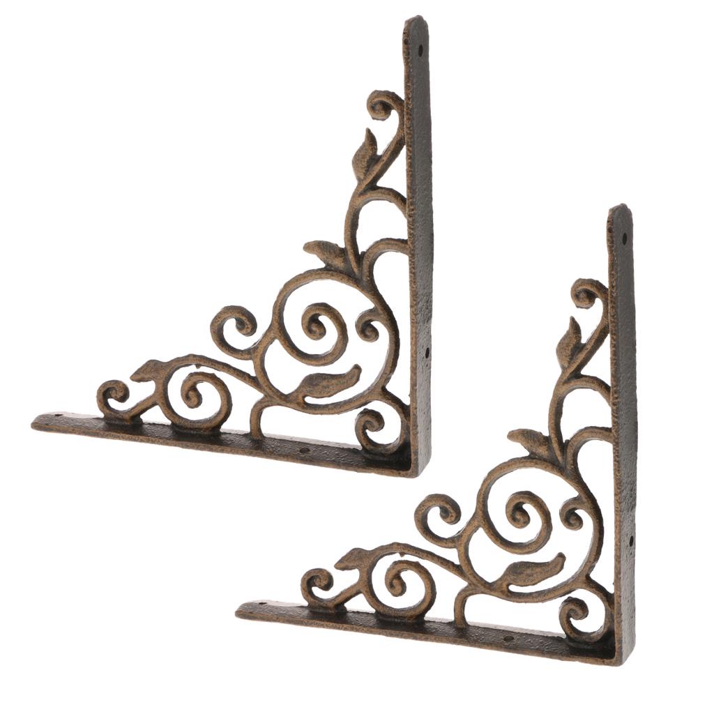 2Pcs Wall Mounted Shelf Bracket Metal Hanging Holder 21.5x21.5cm