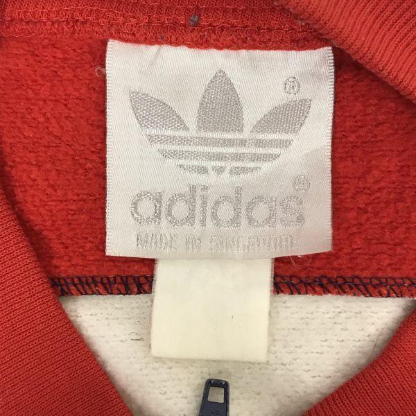 adidas /80s?/Vintage Full-Zip Blouson Jacket/Outerwear/M/Red×White×Navy/Fleece Lining/Sleeve ADIDAS Print/Trefoil Logo(USED)