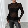 Autumn Winter High Neck Slim Flattering Long Sleeve Mesh Base Layer Versatile Women's Top Fashion Daily Basic Casual Slim Fit Ladies Elegant Top