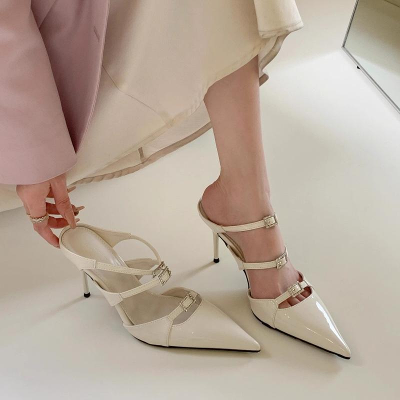 

Модные офисные сандалии на низком каблуке с пряжкой и ремешком для взрослых 2024 года, модные женские туфли на тонком каблуке, женские сандалии 40 белый