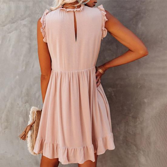 Dámské šaty plus size bez rukávů letní šaty elegantní vintage dámské volánové plážové modré mini šaty vestido