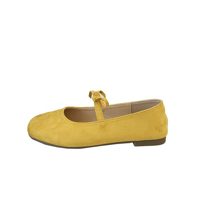 

Fairy wind shallow mouth flat bottom loafer single shoes female 2025 autumn Korean version of the new bow one pedal Mary Jane shoes 40 жовтий