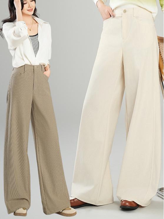 Women's High Waist Wide Leg Banana Pants - Slimming, Drapey, Loose Fit for Spring & Autumn