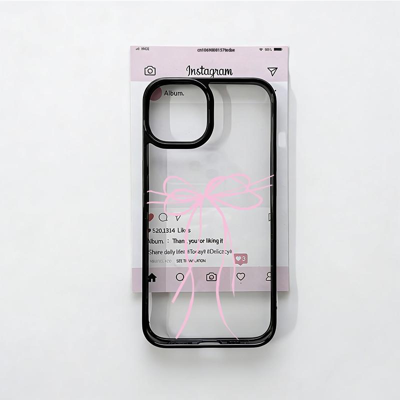 Cute Pink Ribbon Bow Phone Case for IPhone 17 Pro Max 13 15 14 11 12 16 Pro Max 16E XR 8 Plus Transparent Shockproof Cover Coque