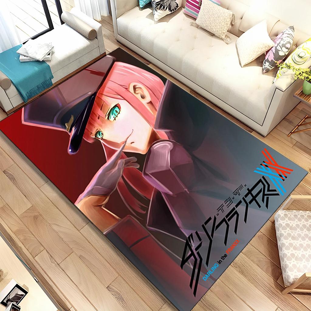 Tappeto Area Sexy Girl Zero Two DARLING In FRANXX, Tappeto per Casa Soggiorno Camera da Letto Divano Zerbino Decorazione, Tappetino Antiscivolo per Bambini Regalo