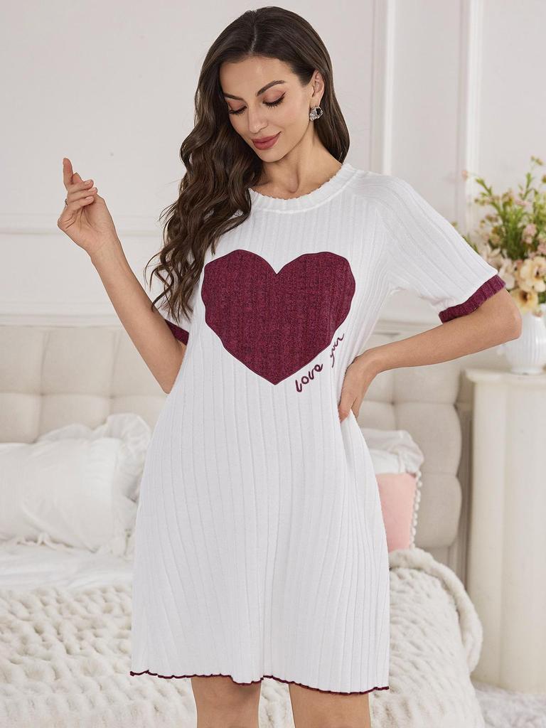 Heart-Shaped European & American Soft Skin-Friendly Two-Piece Nightdress Set