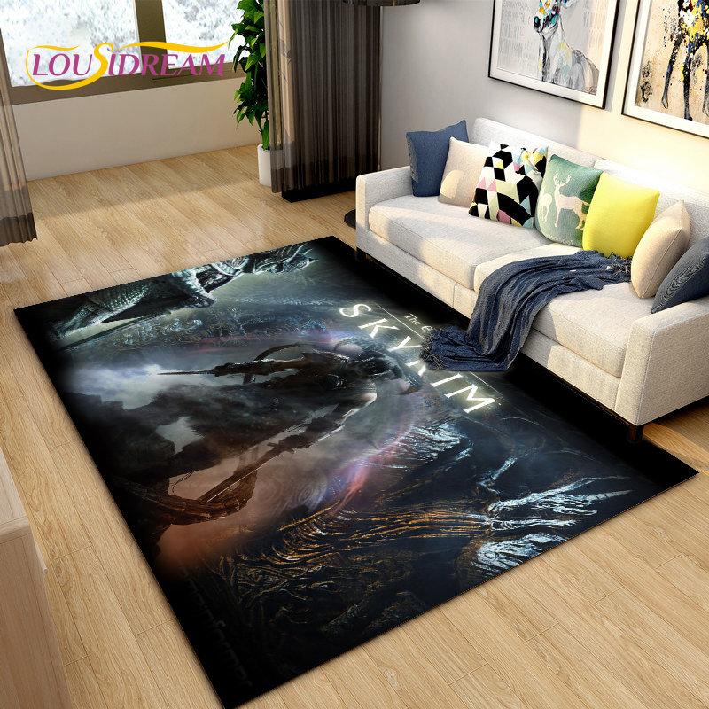 Alfombra grande para gamers de The Elder Scrolls, ideal para sala de estar, dormitorio, sofá, decoración, antideslizante para niños.