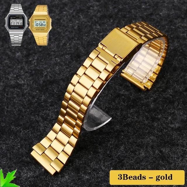 Retro Small Square Metal Watchband For CASIO A159w-n1 A158WA/168 LA670 AE-1200/W-218H/F84 Strap Stainless Steel Bracelet 18mm
