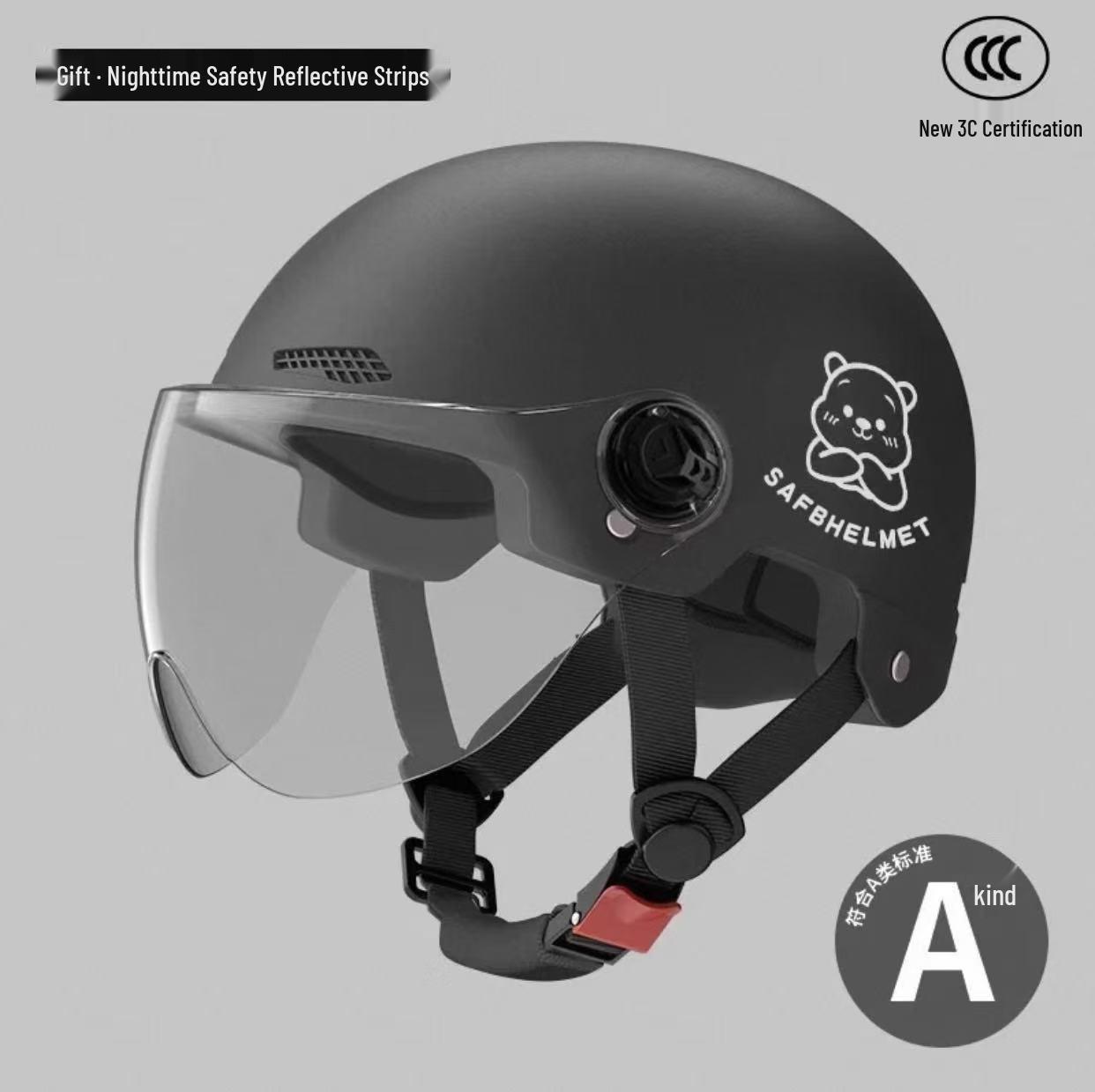 Unisex Half Helmet: National Standard 3C Electric Motorcycle Safety Helmet with Breathable Sun Protection for All Seasons