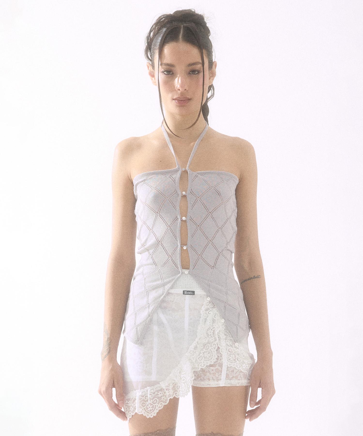 Buddy Diamond Halter Sleeveless Light Gray Light Gray/S