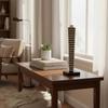 Tall Wooden Bud Vase Handmade Wooden Spindle Vase Modern Ribbed Wood Sculpture Carbonized Finish for Hotel Lobby, Shelving Unit