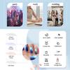 Press On Nails High Fashion Deep Sea Waves Blue Painted Short Medium Square Wearable Nails 12 Sizes - 24 Pcs Gel False Nail Set