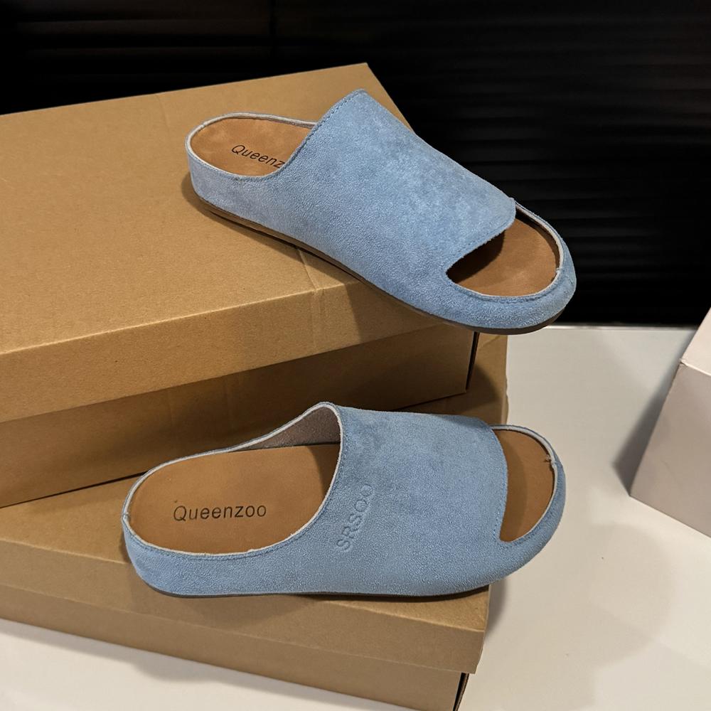 Summer Cork Sandals Women Fashion Clogs Thick-soled Slippers Women Suede Beach Sandals With Arch Support Women Clogs Sandals
