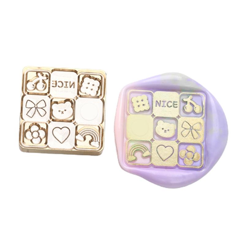 Cartoon Wax Stamp Replacement Head 11 Designs Round/Square/Rectangular for DIY Scrapbooking Card Making Sealing Envelope