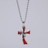 Hip-hop Punk Red Skull Cross Thorny Heart-shaped Pendant Sliver Color Chain Necklace for Women Halloween Party Goth Jewelry Gift