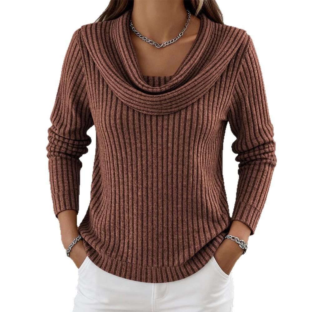 Autumn Winter Long Sleeve Sweatshirt Women Casual Loose Pullover Tops Fashion Pile Collar Solid Shirt Knitted Tops Women Blouses