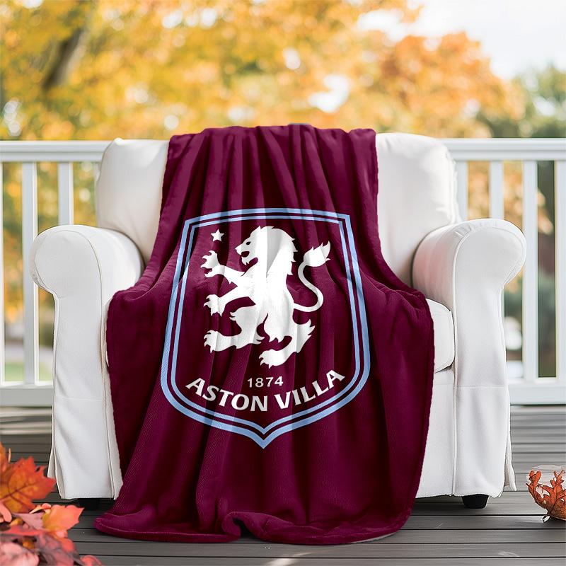 1pc Aston Villa Theme Blanket - Digital Print, Polyester, Cozy for All Seasons, Perfect for Outdoor, and Travel