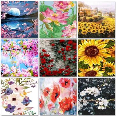 Full Round Diamond Painting Flowers 5D DIY Diamond Embroidery Kits Mosaic Cross Stitch Pattern Home Decor