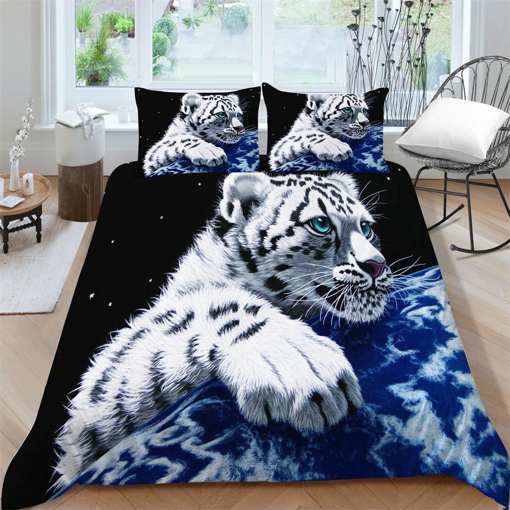 3D Tiger Printing Duvet Cover Set Luxury Bedding Cover Suit Children Teens Single Size Microfiber Comforter Cover Suit