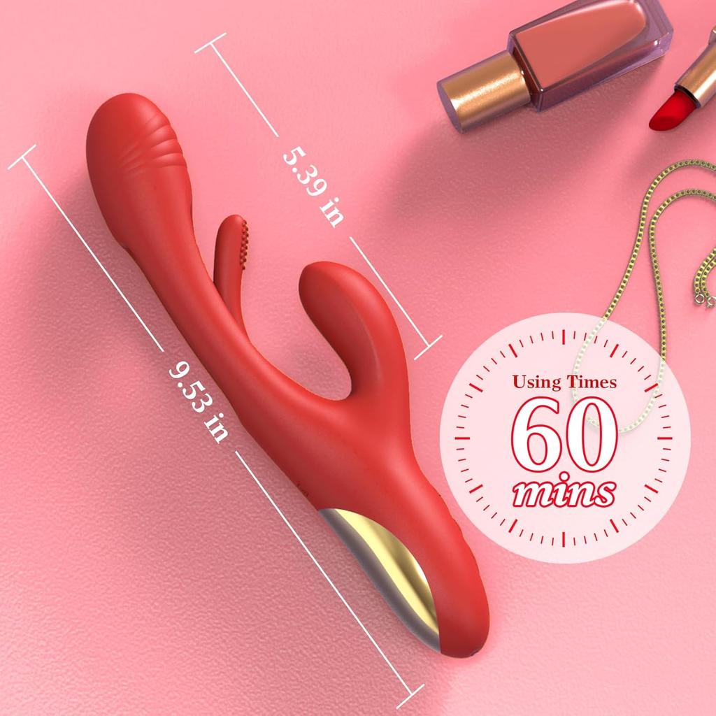 Dildo Rabbit Sex Toys G Spot Vibrator Massager for Women Clitoral Nipple Stimulation, 3 In 1 Sex Toys with 14 Vibration 7 Tongue Licking Flapping