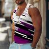 Men's Graffiti Striped Print Vest Classic Fashion Basketball Vest Summer Fitness Sports Breathable T-Shirt