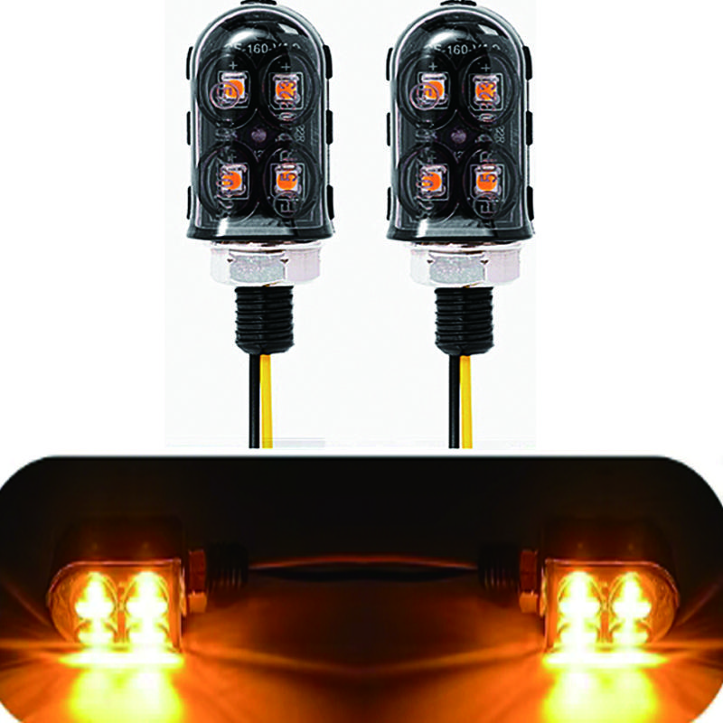 8mm Mini Motorcycle Led Turn Signal Lights 4 LED Flasher Blinker Indicator Lamp For Honda Yamaha Cafe Racer 12V Turn Signal Lamp