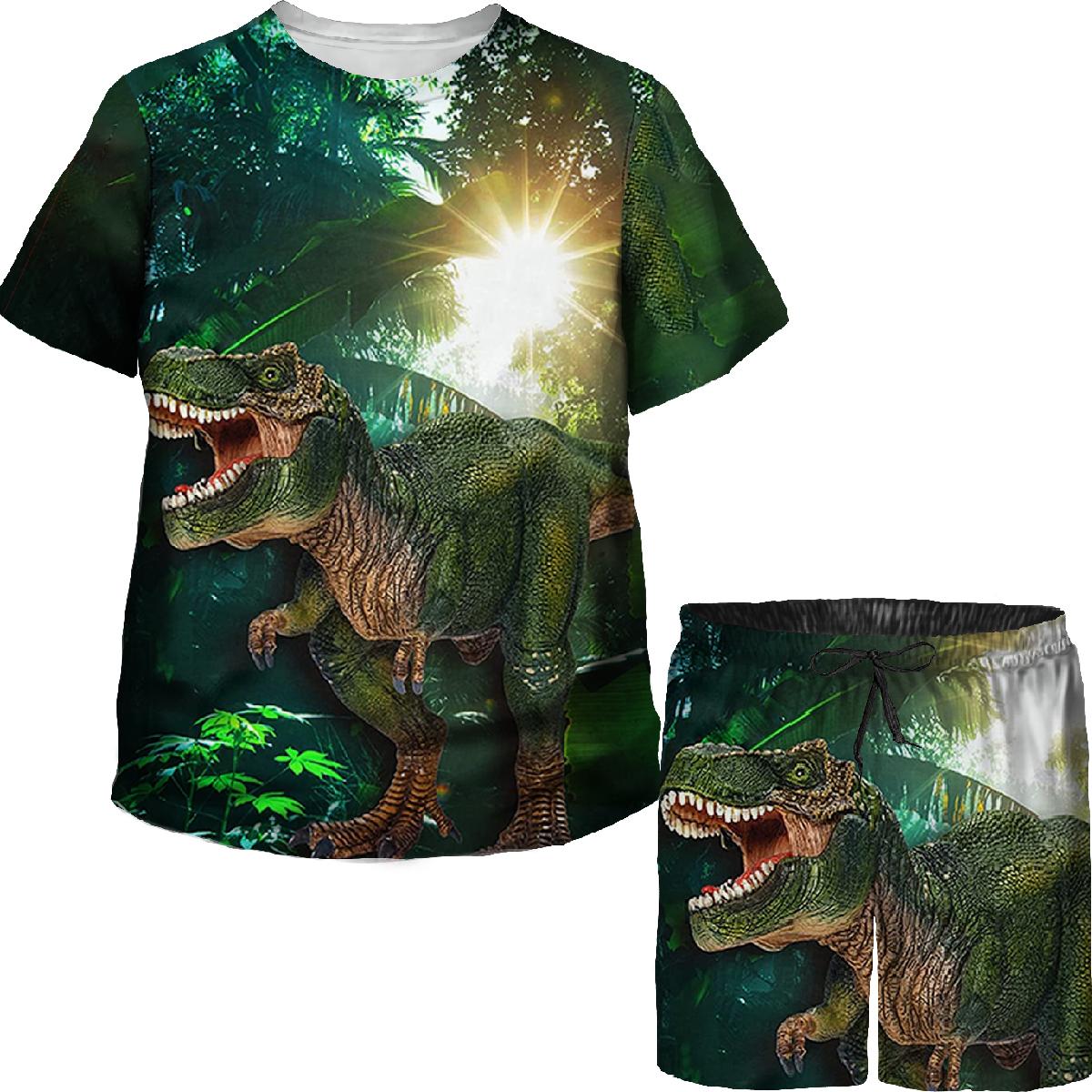 

Футболки/костюмы с 3D принтом динозавра Юрского периода для мальчиков и девочек, футболки/костюмы для подростков, повседневная летняя футболка, спортивный костюм, комплект 130