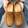 Men Leather Shoes Casual Genuine Leather Shoes Beef Tendon Sole Shoes Non -Slip Wear -Resistant Casual Driving Shoes