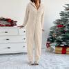 Women's Fashion Solid-Color Homewear Plush Comfortable One-Piece Pajama