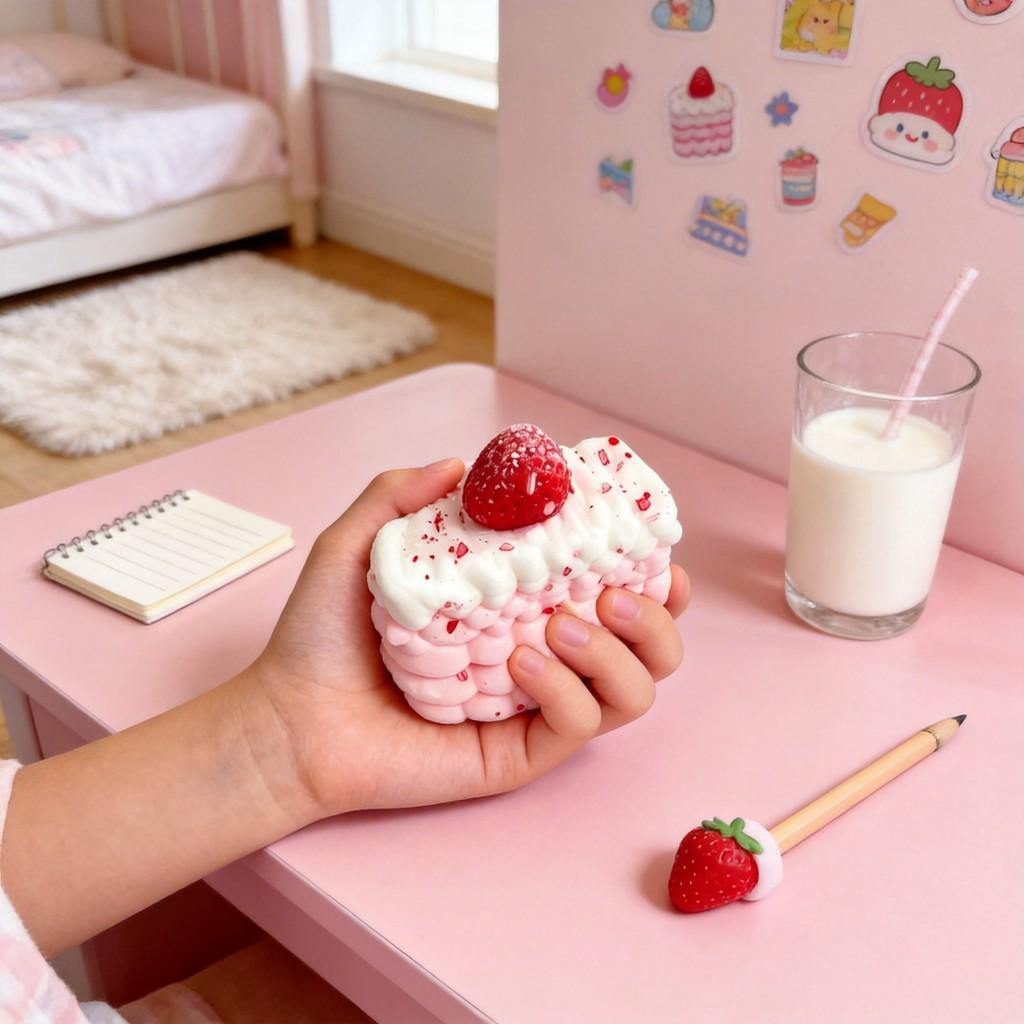 Food Grade Silicone Strawberry Cream Stack Stress Relief Toy For Kids And Adults