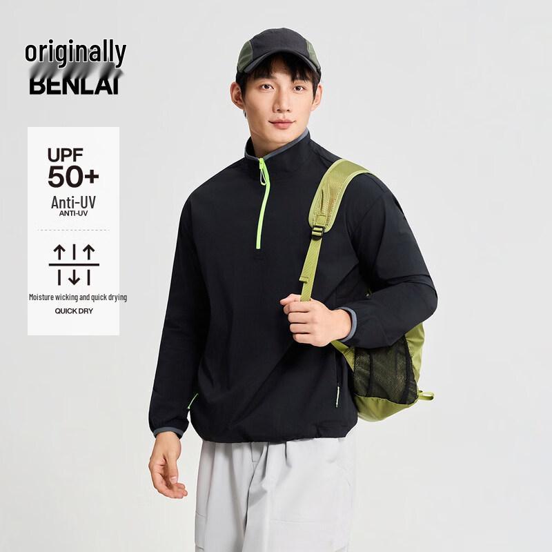 

Men s Quick-Dry Sunscreen Half-Zip Stand-Collar Sports Pullover M