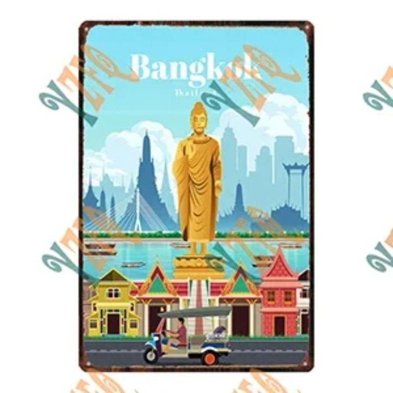 Cityscape Travel Metallschild, Urbanes Landschafts-Wanddekor 20x30cm