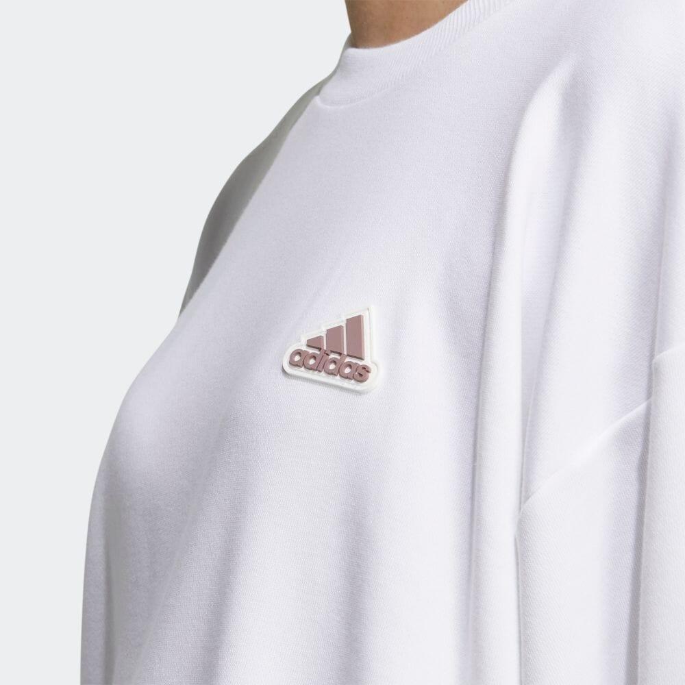 Adidas Logo Label Round Neck Pullover Long Sleeve Casual Loose Sports Sweatshirt Women sweatshirt White IA5224