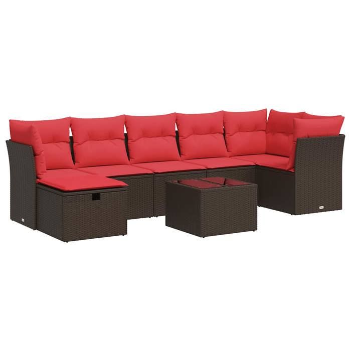 VidaXL Salon de jardin 8 pcs avec coussins marron résine tressée 3325320