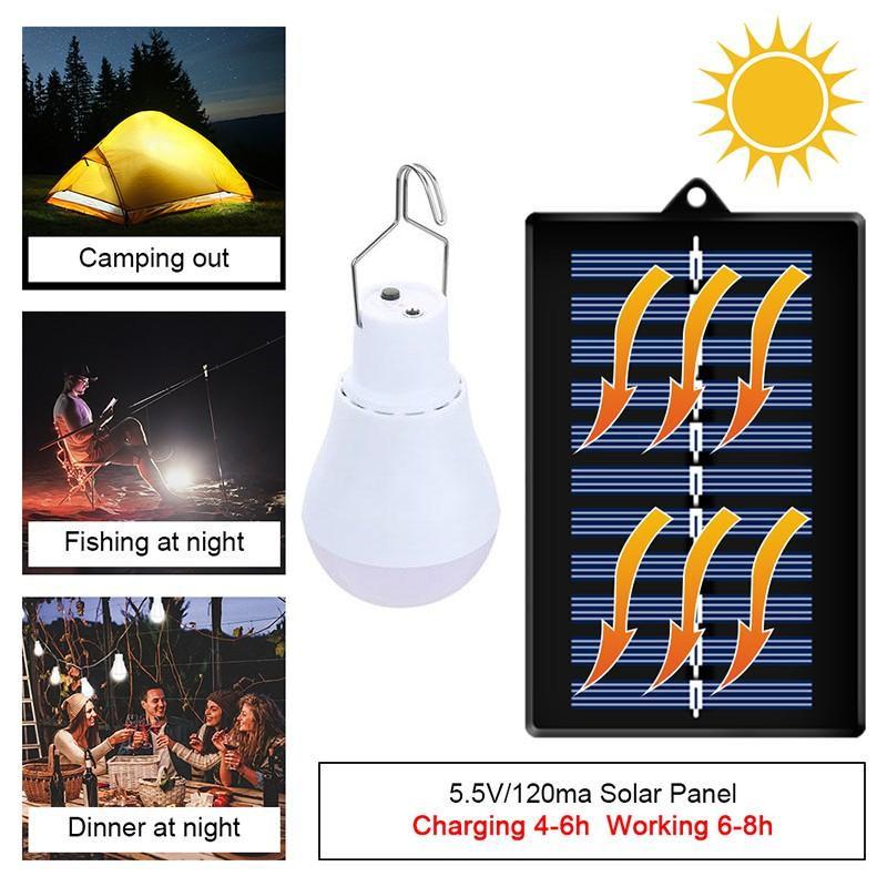 Portable Outdoor Solar Lamp LED Light Solar Energy Charged Panel Powered Emergency Bulb For Garden Camping Tent Fishing