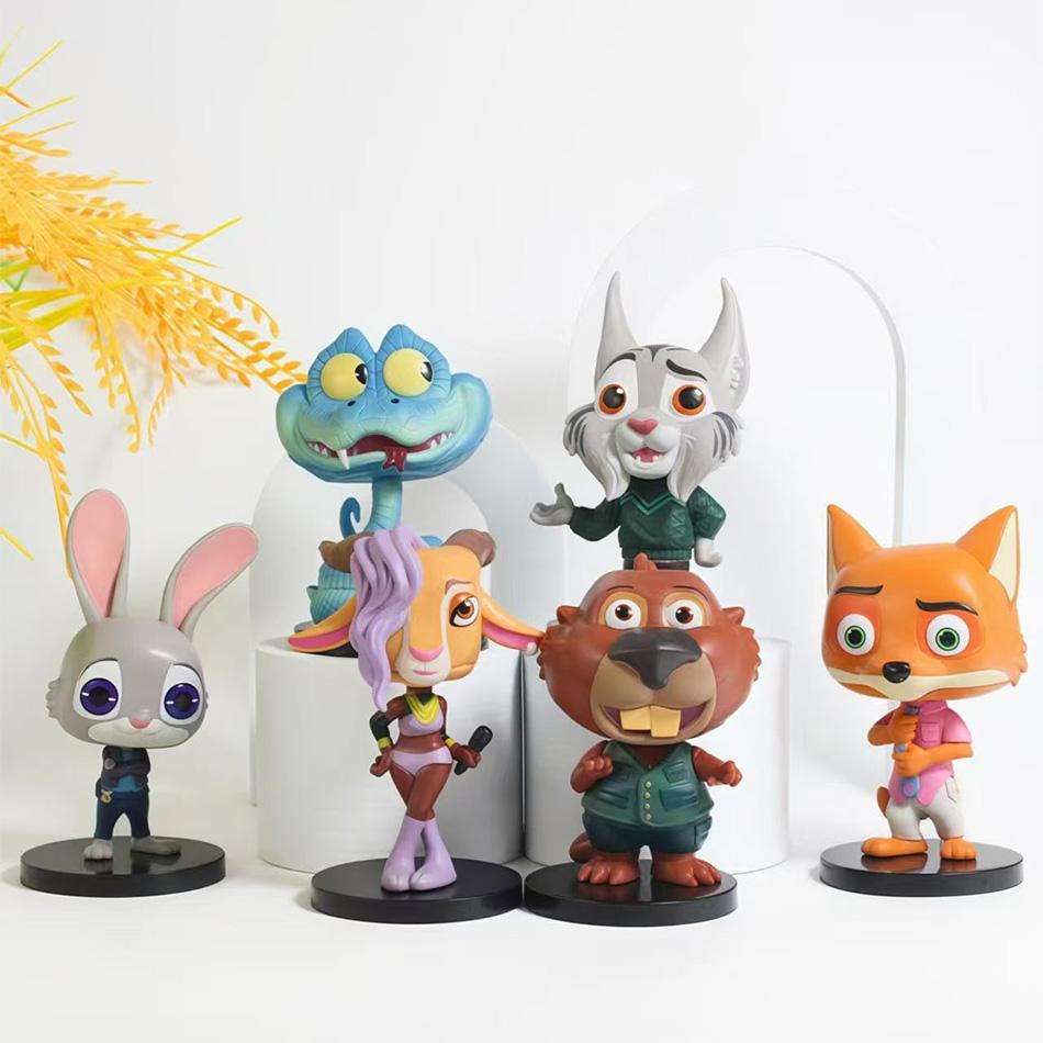 6pcs/kit Zootopia 2 Movie Collection Line Mini 10cm Action Figures Rabbit Comic Miniatures Bricks Innovative Accessories Presents Playthings