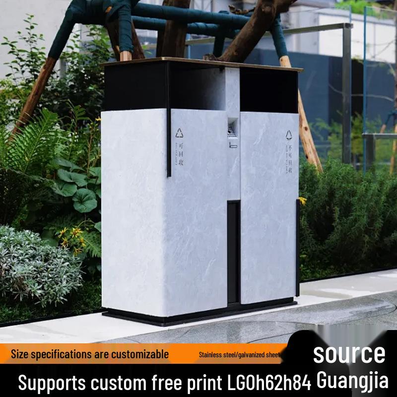 Large Stainless Steel Outdoor Sorting Trash Can for Parks and Commercial Spaces