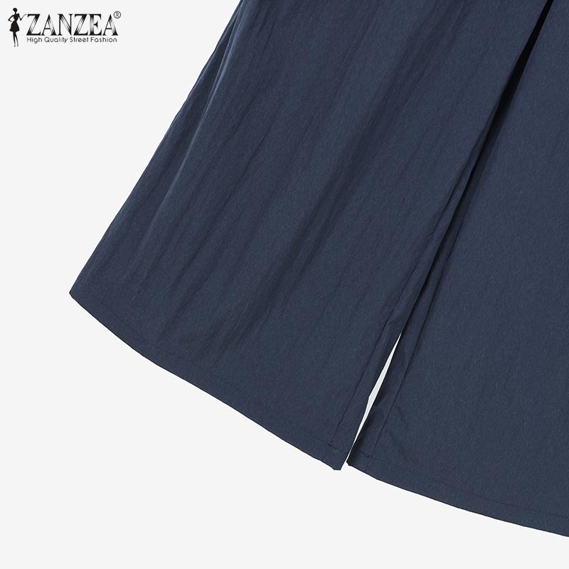 ZANZEA Dame Casual Halvlange Ermer Bluse og Bukser Sommer Todelt Draktssett